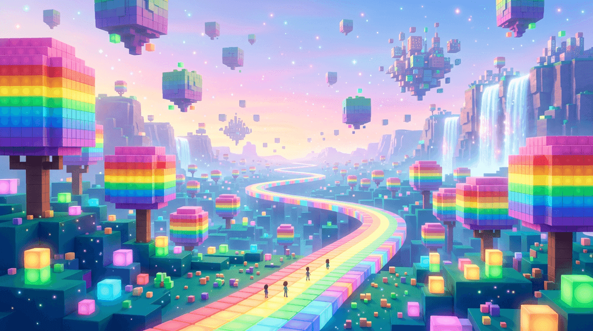 The Cubelands — a sunny world of soft glowing rainbow cubes
